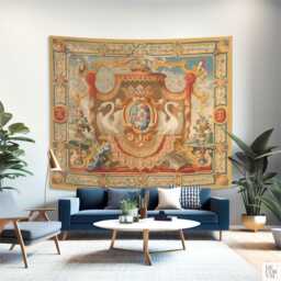 French Tapestry Arms Of The Greder Family Of Solothurn, Swiss Wall Decor. Fre002