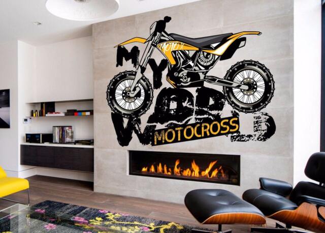 Motocross Full Color Decal, World Color Sticker, Wall Art Cn 035