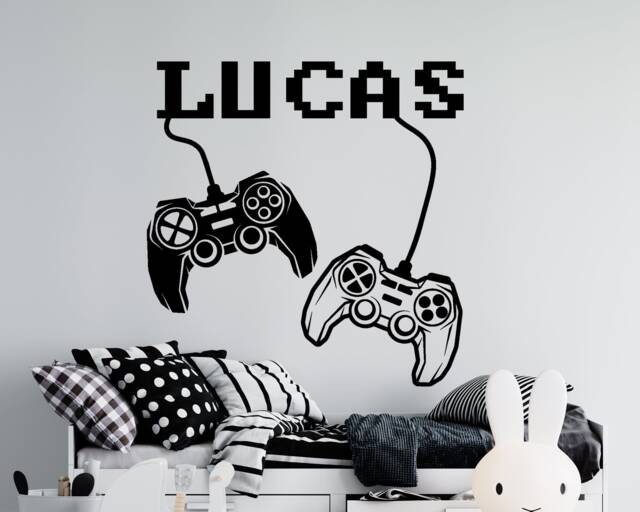 Personalized Video Game Wall Decal Boy Room Joystick Custom Name Vinyl Decor Gamer Room - image 1