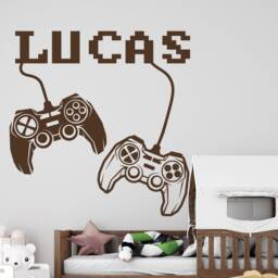 Personalized Video Game Wall Decal Boy Room Joystick Custom Name Vinyl Decor Gamer Room - thumbnail 2
