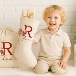 Personalised Christmas Stockings, Custom Name Initial Stocking For Family - Matching Santa, Reindeer & Gingerbread Fireplace Decor - thumbnail 2