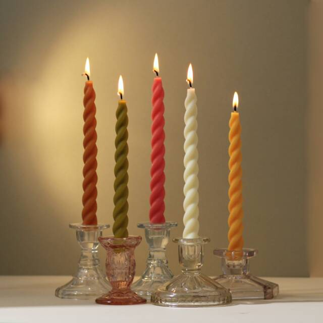 Handmade Beeswax & Soy Wax Warm Tone Colours Twist Spiral Candles - image 1
