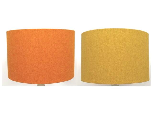 Yellow Lampshade Orange Lampshade UK Made Mustard Vintage Retro Linen Drum - image 1
