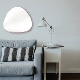 Triangular Pebble Shaped Mirrors With White Backing & Hooks, Bespoke Shapes Made, Engraving Services - thumbnail 2