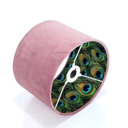 New Luxury Hq Double Sided English Rose Pink Velvet & Peacock Feathers Combination Lamp Shade Pendant Light - thumbnail 2