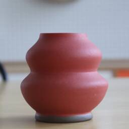 Handmade Ceramic Vase Home Decor Bud Japanese Style Red Holder Flowers - thumbnail 2