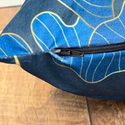 1688. Ginkgo Leaf Blue Velvet Cushion Cover, Various Sizes - thumbnail 2