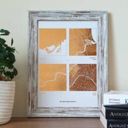 A4 Any Four Locations Metallic Map Print, Custom Multi Location Foil Personalised Print in Copper, Gold, Silver Or Rose Gold - thumbnail 3