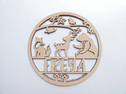 Personalised Woodland Animal Theme Sign - Wooden Nursery Decor Baby Children's Bedroom Playroom Wall Art Decoration Deer Bear Fox - thumbnail 1