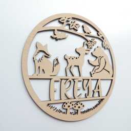 Personalised Woodland Animal Theme Sign - Wooden Nursery Decor Baby Children's Bedroom Playroom Wall Art Decoration Deer Bear Fox - thumbnail 2