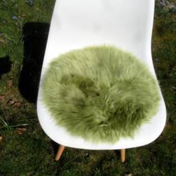 Seat Cover/Pad Made Out Of Natural Lambskin Sheepskin Colour Grass Green - thumbnail 3