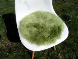 Seat Cover/Pad Made Out Of Natural Lambskin Sheepskin Colour Grass Green - thumbnail 1