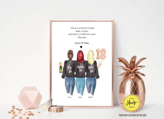 18Th Birthday Sister Print Personalised Friendship Portrait - image 1