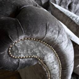 Grey & Silver Velvet Chesterfield Chaise Lounge, Unique British Handmade Furniture - thumbnail 3