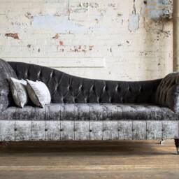 Grey & Silver Velvet Chesterfield Chaise Lounge, Unique British Handmade Furniture - thumbnail 2