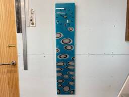 90cm X 18cm Turquoise Silver & Black Abstract Resin Wall Clock, Long Modern Unusual Home Decor