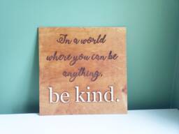 In A World Where You Can Be Anything Kind Sign Wall Art Nursery Decor Home Family Inspiring Quote Hanging Wood - thumbnail 1