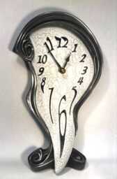 Scroll Mantel Clock With Crackle Glaze Melting Face - thumbnail 1