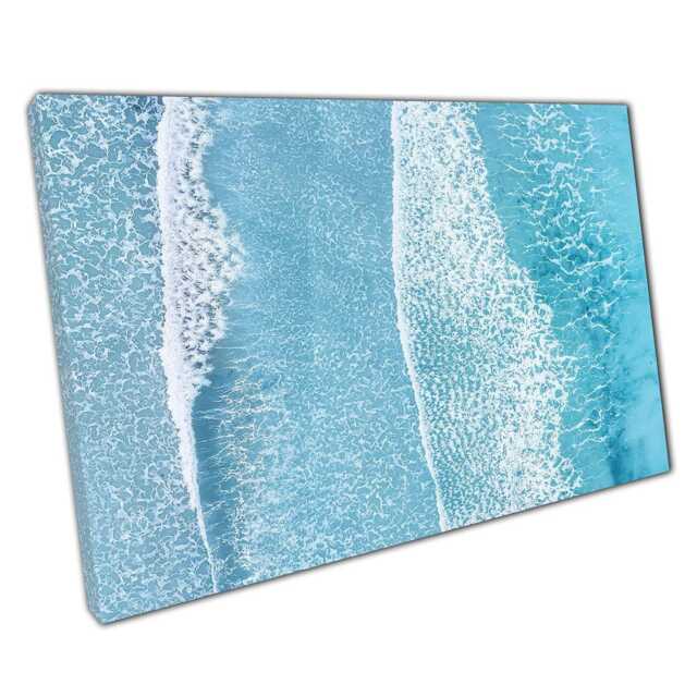 Clear Blue Turquoise Beach Waves Canvas Print Wall Art For Home Office Decor - image 1