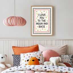 I Love You To The Moon & Back Print, Kids Bedroom Prints, Nursery Prints For Girls, Boys, Wall Art - thumbnail 3