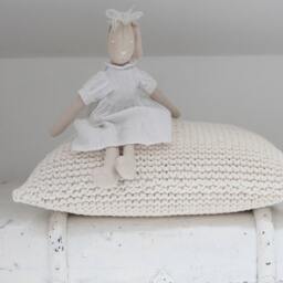 Chunky Knit Throw Pillow Cover Ivory Recycled Cotton Scandinavian Cushion - Cover Only - thumbnail 2