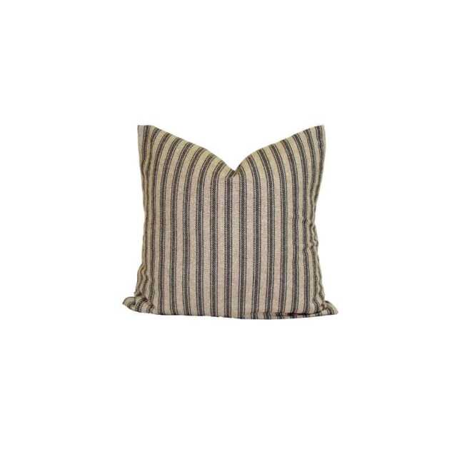 Brown Pillow Cover, Farmhouse Pillow, Black Ticking Throw Cover For 20x20 Pillow, 18x18 16x16 All Sizes - image 1