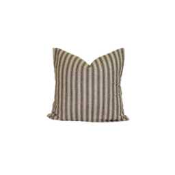 Brown Pillow Cover, Farmhouse Pillow, Black Ticking Throw Cover For 20x20 Pillow, 18x18 16x16 All Sizes - thumbnail 1