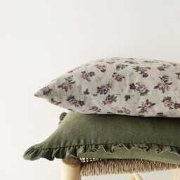 Purple Floral Pillow Cover - Botanical Printed Cotton Blend Cushion - thumbnail 3
