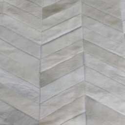 White Chevron Cowhide Rug Handmade Patchwork, Natural Leather - thumbnail 2