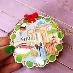Berlin Germany Little City Landmark Wooden Hanging Decoration Christmas Travel Cute Kitsch - thumbnail 3
