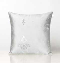 Duck Egg Blue Damask Cushion Covers Embroidered Jacquard - 18x18 - thumbnail 1