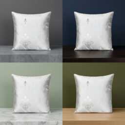 Duck Egg Blue Damask Cushion Covers Embroidered Jacquard - 18x18 - thumbnail 4