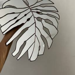 stained Glass Monstera Leaf Mirror Botanical Wall Decor - thumbnail 3