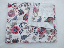 Handmade Indian Kantha Quilt Bedspread, Coverlet Blanket Size Multi - thumbnail 2