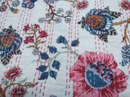 Handmade Indian Kantha Quilt Bedspread, Coverlet Blanket Size Multi - thumbnail 3
