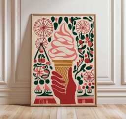 Ice Cream Carnival Wall Art Print, Retro Fairground Poster, Colorful Dessert Illustration, Kitchen Or Cafe Decor, Poster - thumbnail 1