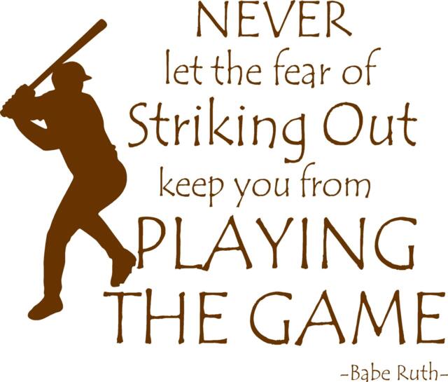 Baseball Quote Babe Ruth Playing The Game Vinyl Wall Decal Boys Bedroom Decor - image 1