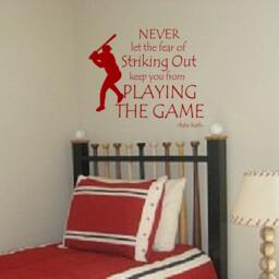 Baseball Quote Babe Ruth Playing The Game Vinyl Wall Decal Boys Bedroom Decor - thumbnail 2