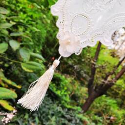 Embroidered Cotton Lace Valance With Tassels, Romantic Wedding Bunting - thumbnail 2