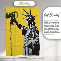 Statue Of Liberty Holding Megaphone Graffiti, Comfortable Everyday Use, Stylish Room Decoration - Super Soft Fleece Blanket Bed Sofa Throw - thumbnail 3