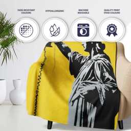 Statue Of Liberty Holding Megaphone Graffiti, Comfortable Everyday Use, Stylish Room Decoration - Super Soft Fleece Blanket Bed Sofa Throw - thumbnail 2
