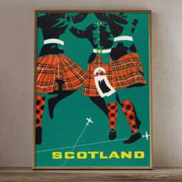 Vintage Scotland Poster Highland Dancers Travel Wall Art Print - thumbnail 2