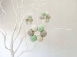 Felt Ball Bauble, Mini Christmas Tree Wreath, Pom Decorations, Nordic Hanging Ornament, Grey & Mint Bauble