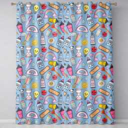 Cute Kawaii School Supplies Glue Ruler Rainbow Apple Seamless Pattern Readymade Eyelet Ring Top Thermal 100% Blackout Curtains - thumbnail 2