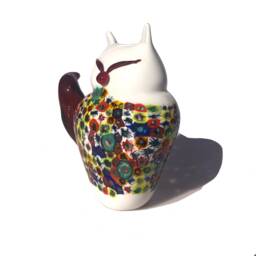 Murano Glass Cat Sculpture Murrine Animal Figurine - thumbnail 1