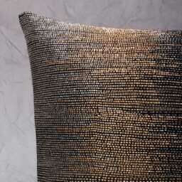 Hand Embroidered Black & Gold Pillow Cover, Luxury Embellished Accent - Bmcc301 - thumbnail 3