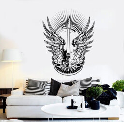 Guitar Vinyl Wall Decal Music Guitarist Wings Pop Rock Songs Cool Decor Stickers Mural - #2293Di - thumbnail 1
