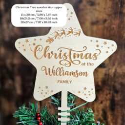 Personalised Christmas Tree Topper - Wooden Star Ornament Customisable Holiday Decoration - thumbnail 3