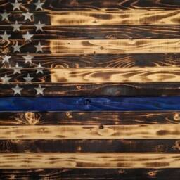 Handcrafted American Flag With Colored Stripe Police, Fire, Emt, Military- Wooden - Wall Hanging Wire On Back For Easy Install - thumbnail 3