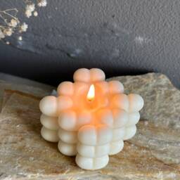 Heart Bubble Candle Organic Soy Wax Cube Candle, Home Decor - thumbnail 2